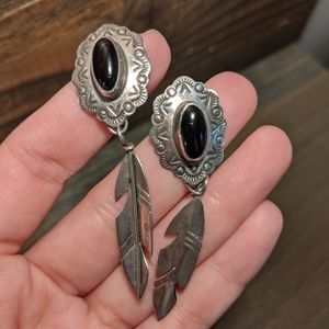 Onyx Native American earrings